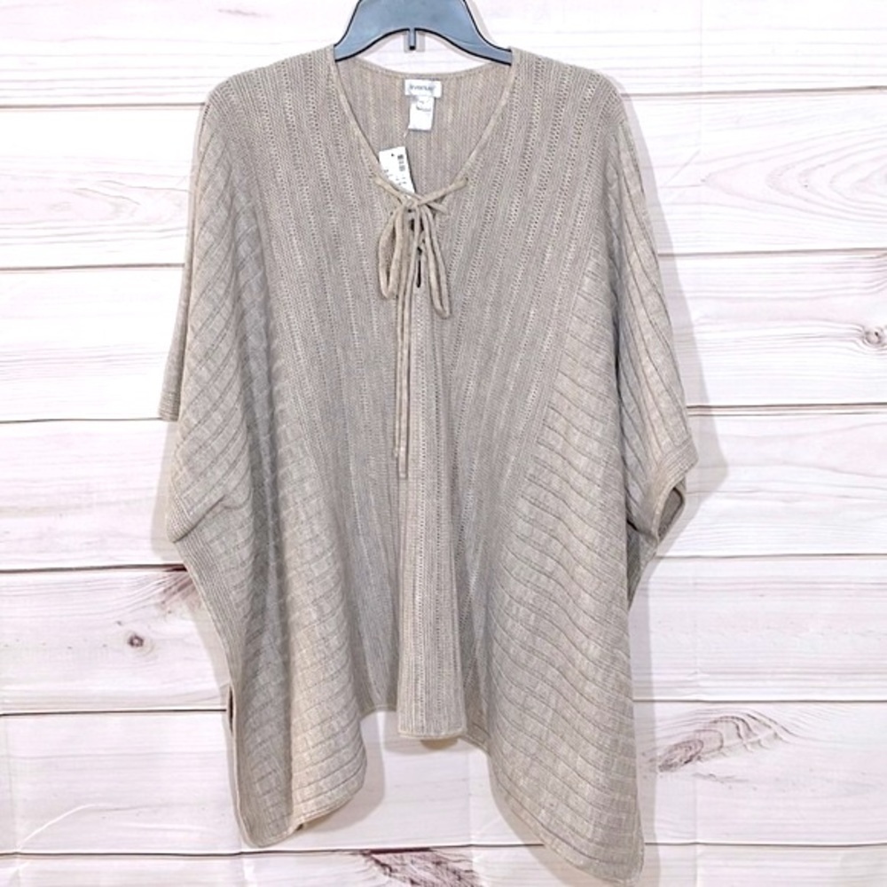NWT Avenue Lace Up Poncho Size 14/16 Taupe